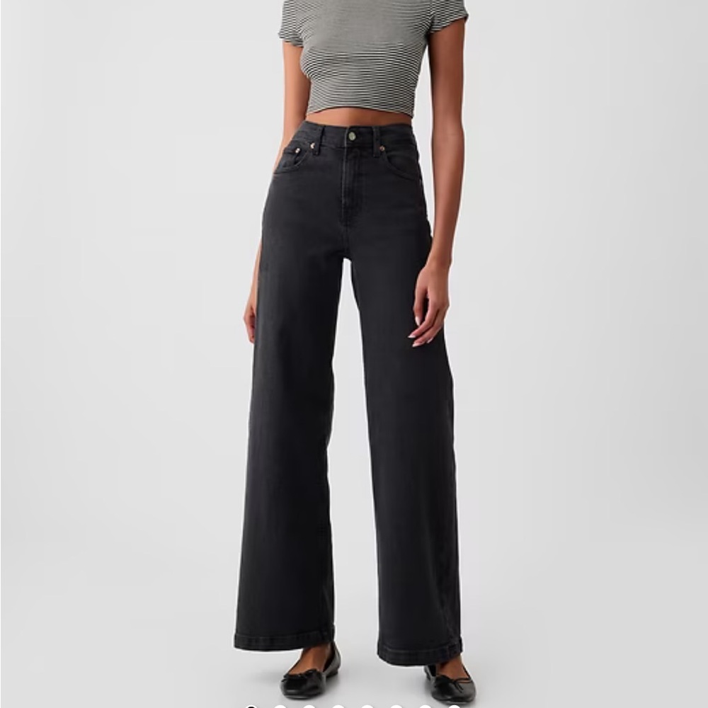 Gap High Stride Wide Leg Jeans Classic Black Wide-Leg Jeans